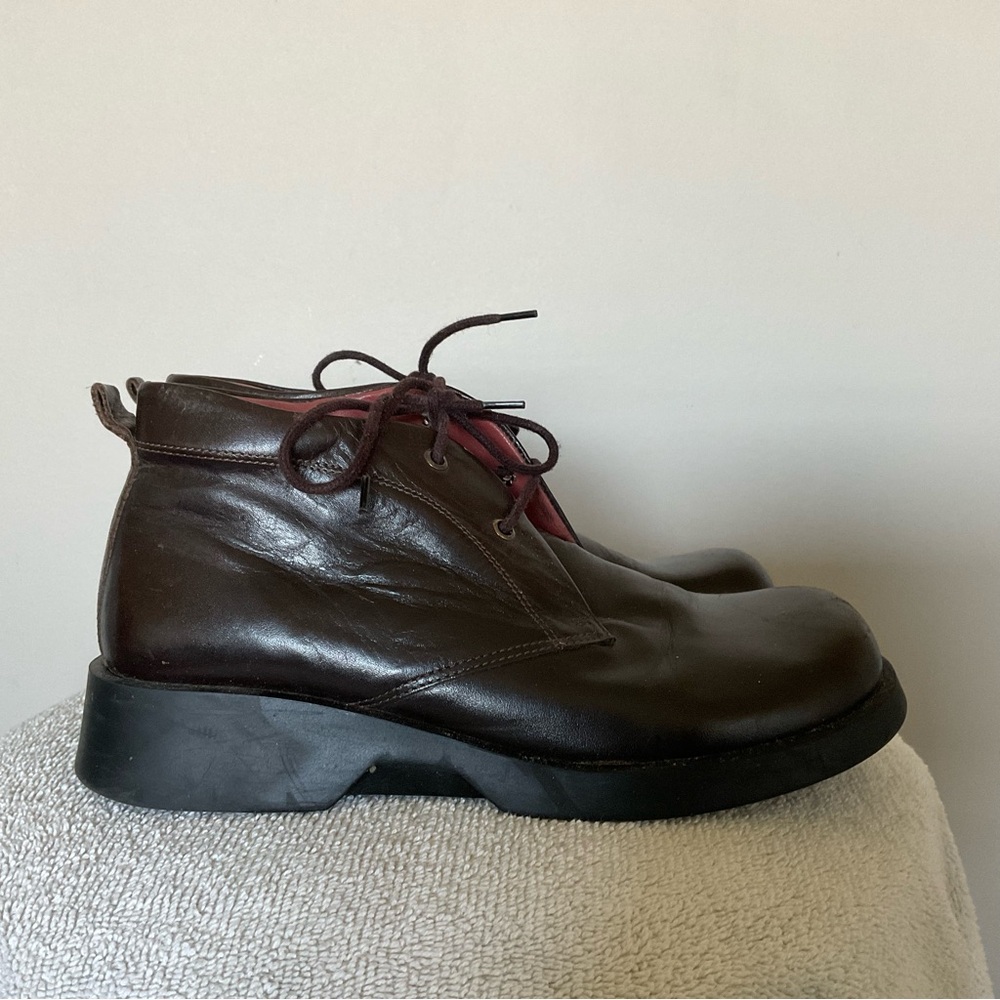 J. Jill Chocolate Brown Leather Upper Lace Up Boots Size 6B Fall Winter